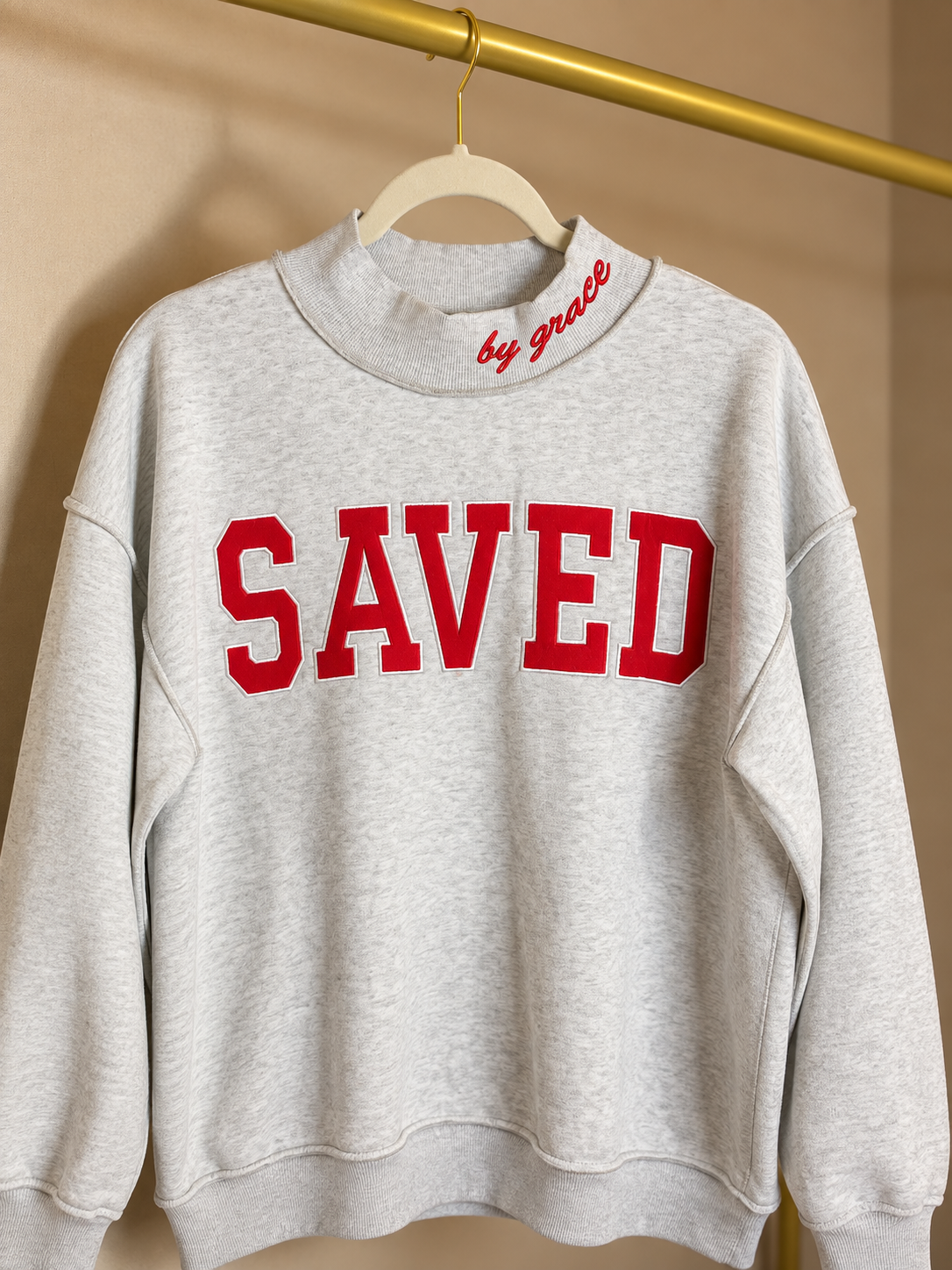 SAVED BY GRACE Mock neck